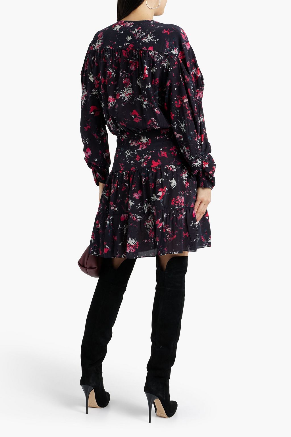 IRO Diplo gerafftes Minikleid aus Lyocell und einer Seidenmischung mit Print