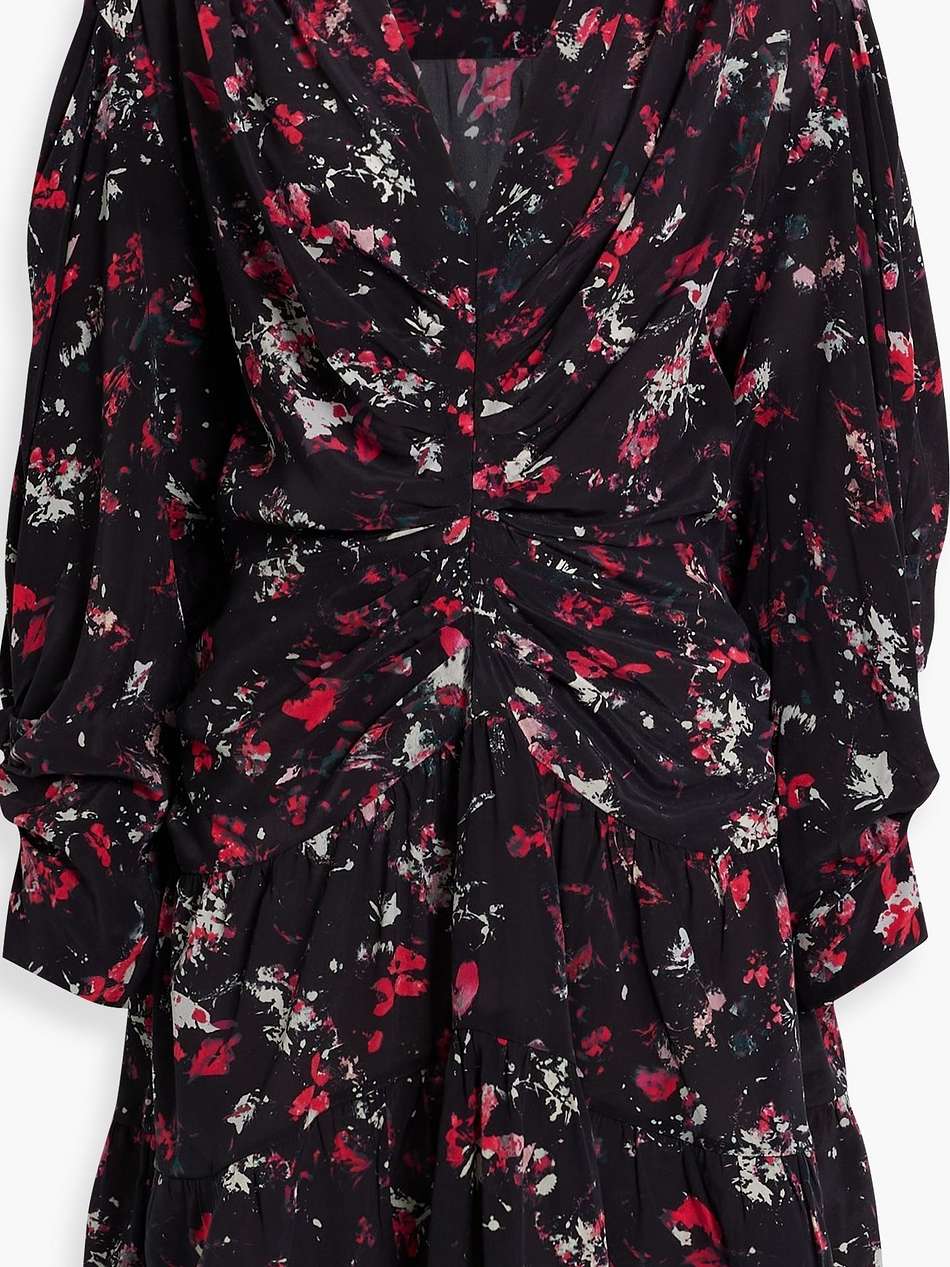 diplo ruched printed lyocell and silk-blend mini dress