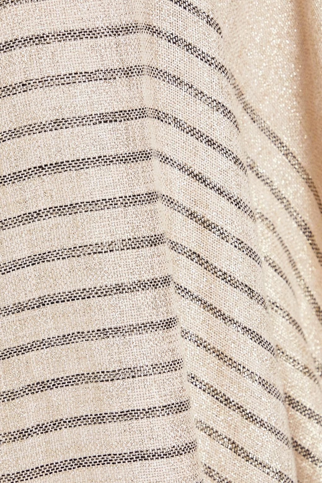 BRUNELLO CUCINELLI Fringed metallic striped gauze poncho