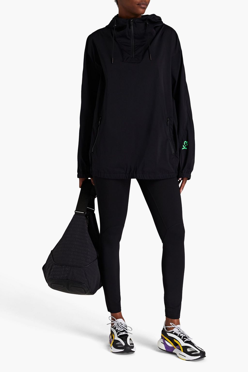 Y-3 Printed shell half-zip hooded jacket