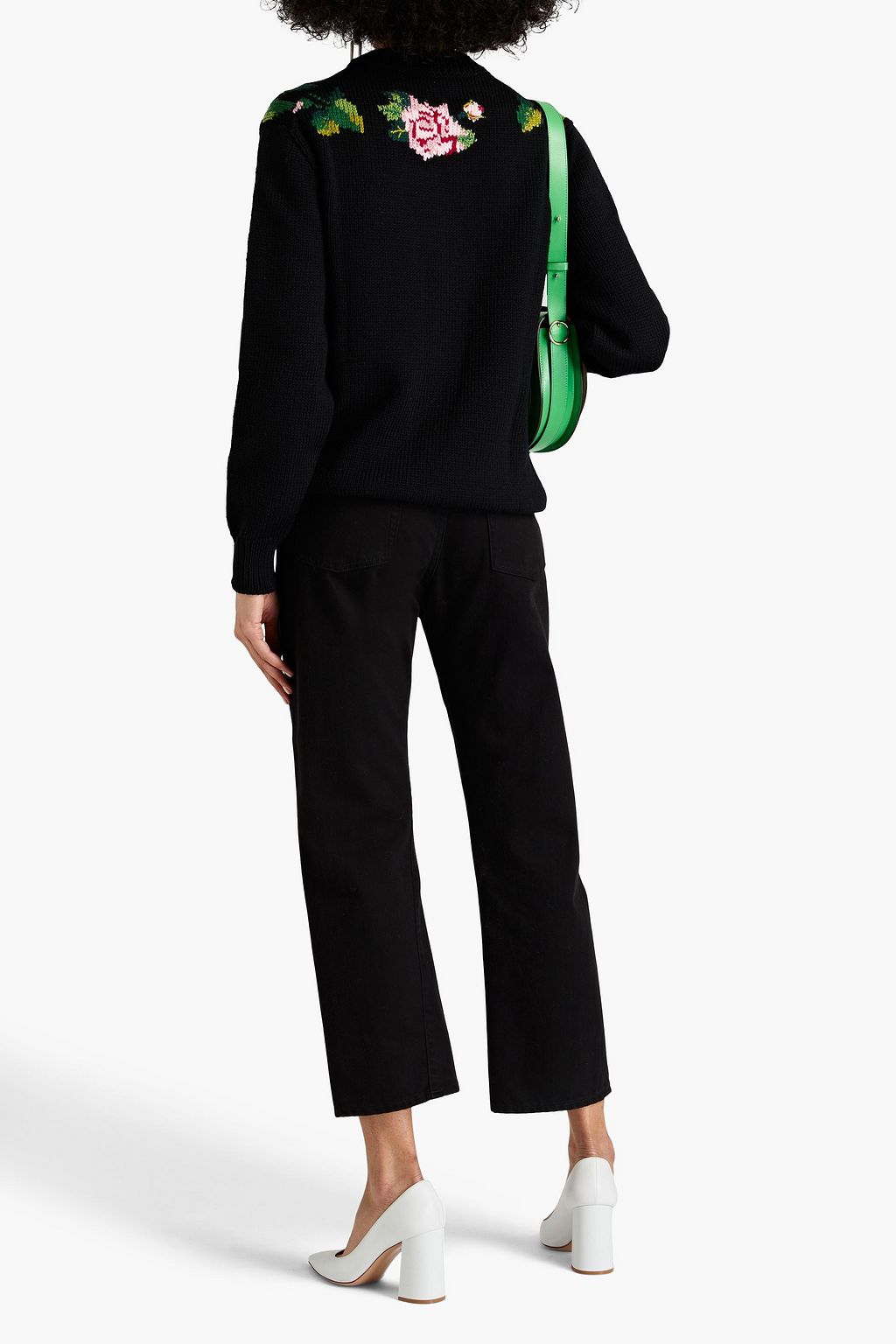 DOLCE&GABBANA ウール混 セーター フローラル インターシャ