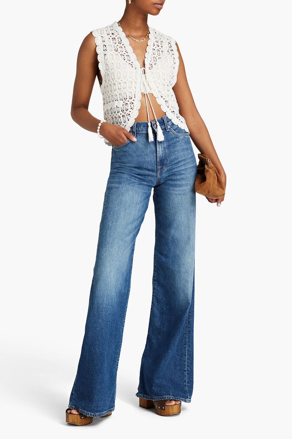 MAJE Crocheted cotton vest THE