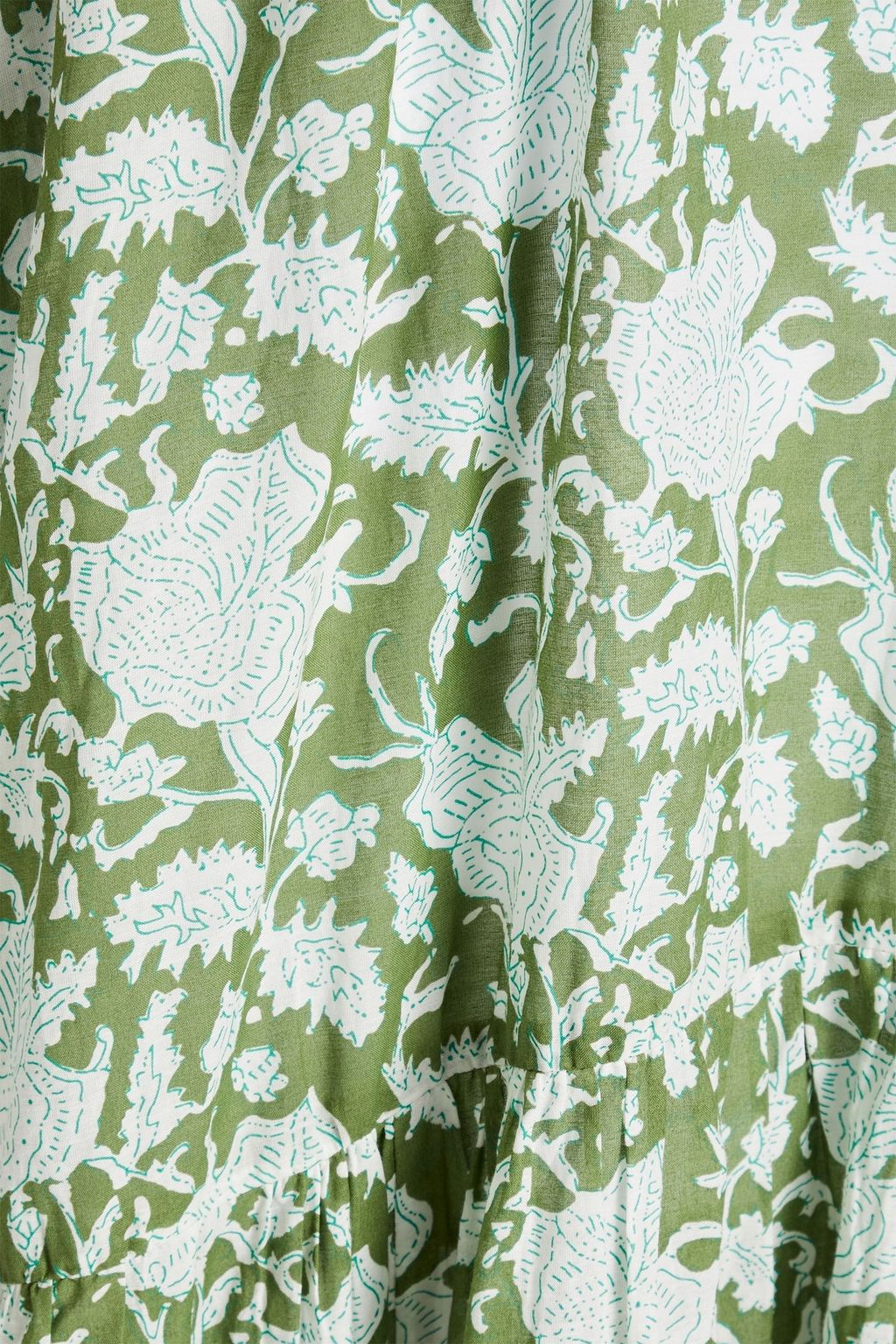 MAJE Cutout printed cotton-blend mousseline midi dress