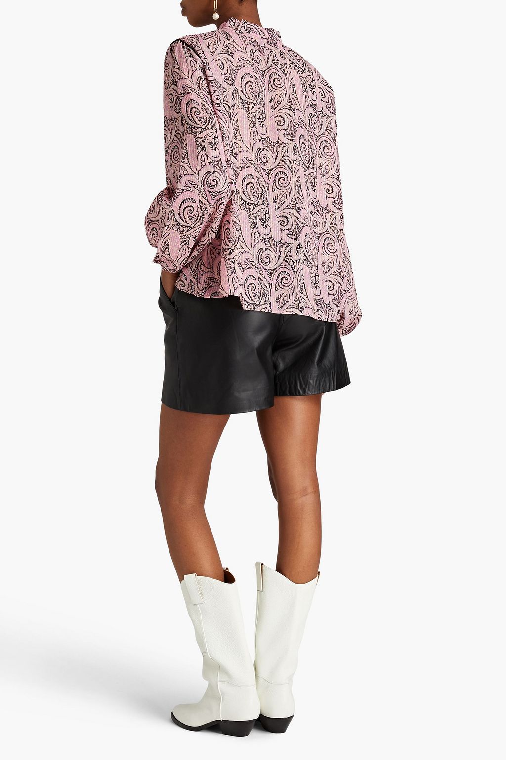 MAJE Metallic paisley-print voile blouse