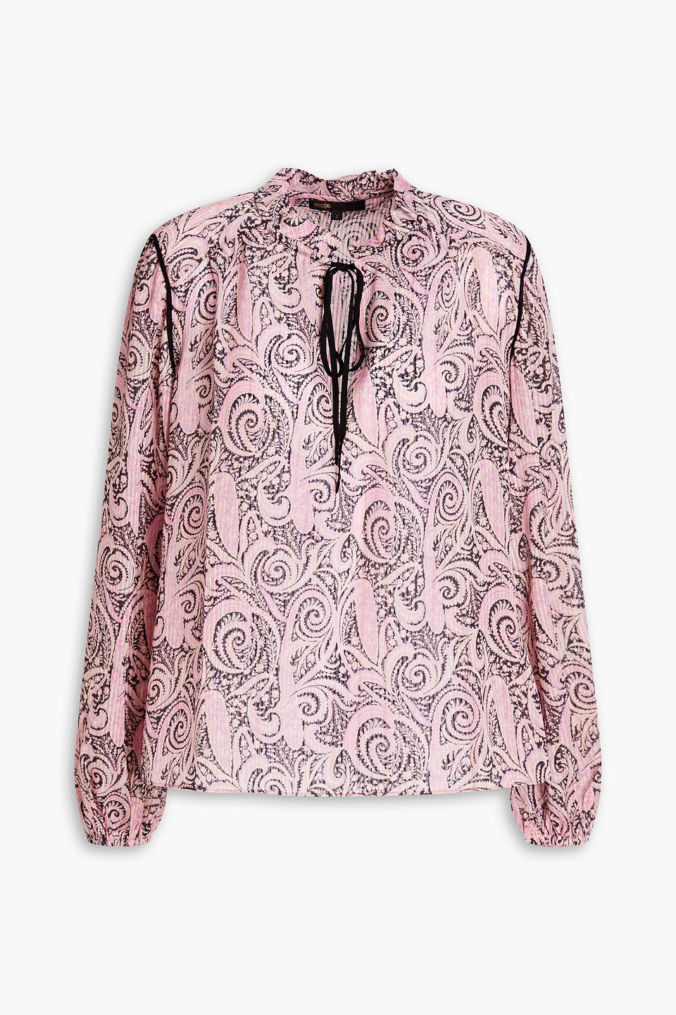 Maje Lapollo Metallic Paisley-print Voile Blouse In Baby Pink