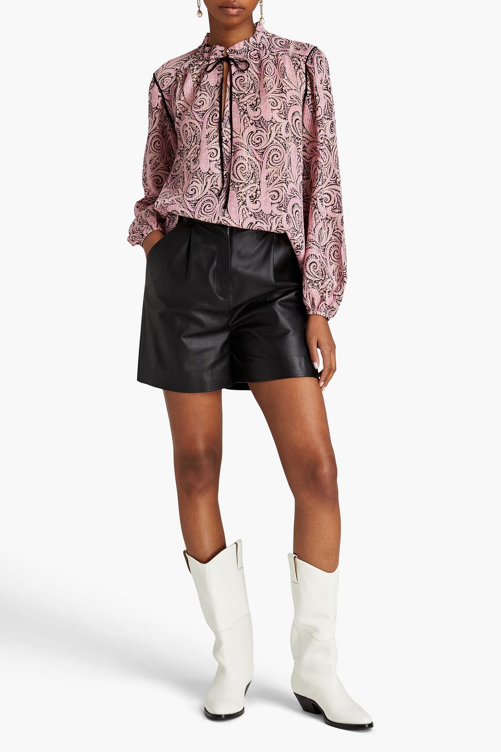 MAJE Metallic paisley-print voile blouse
