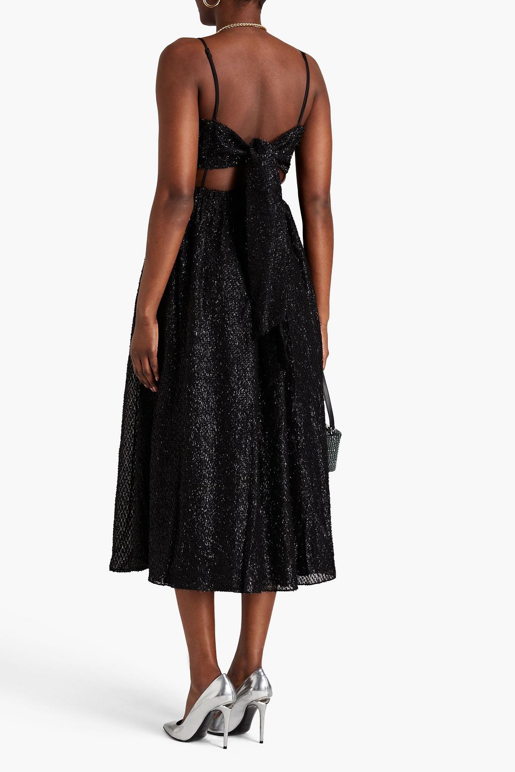 ELLIATT Nerida cutout tinsel midi dress THE