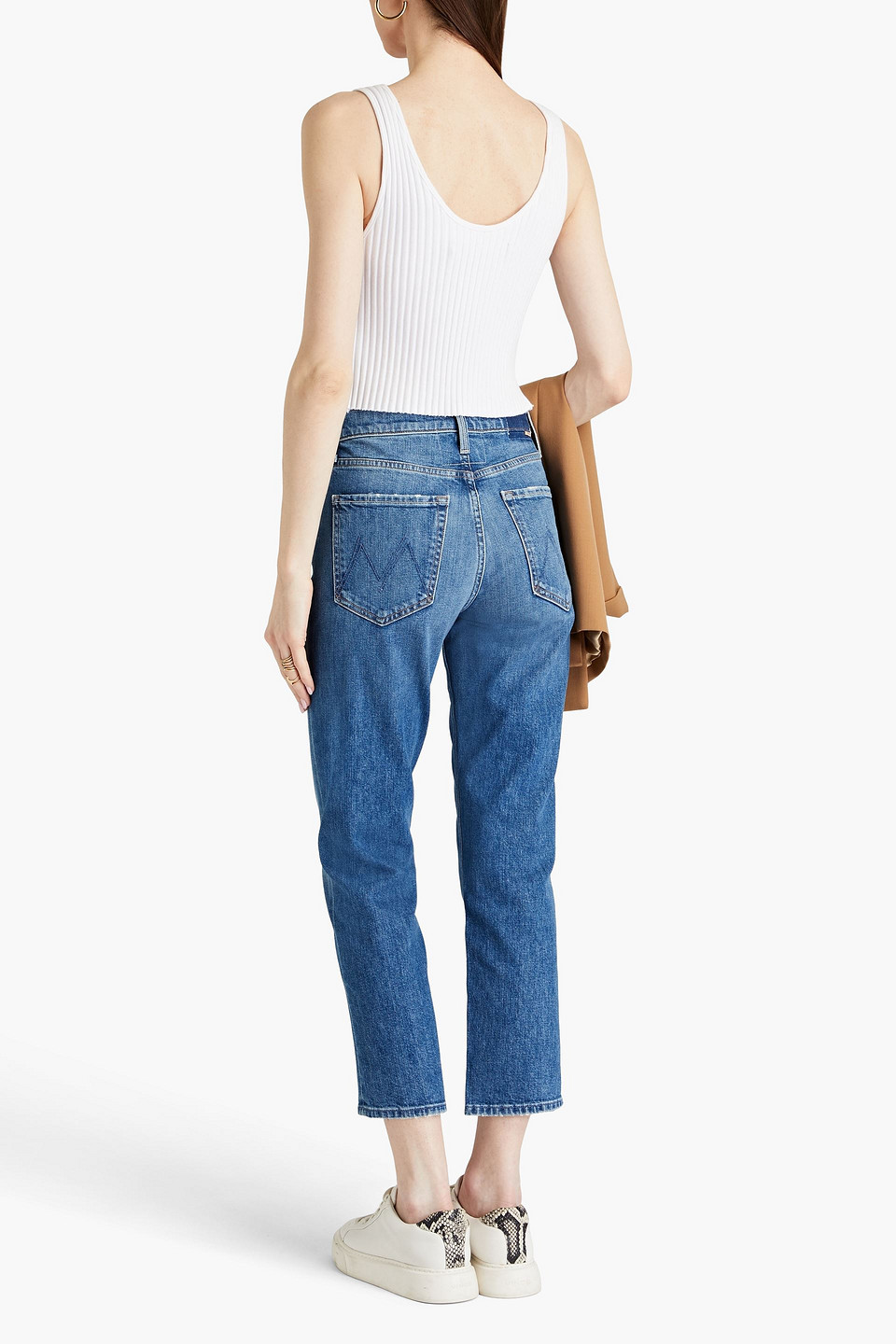 Mother The Tomcat Cropped High-rise Slim-leg Jeans In Mid Denim
