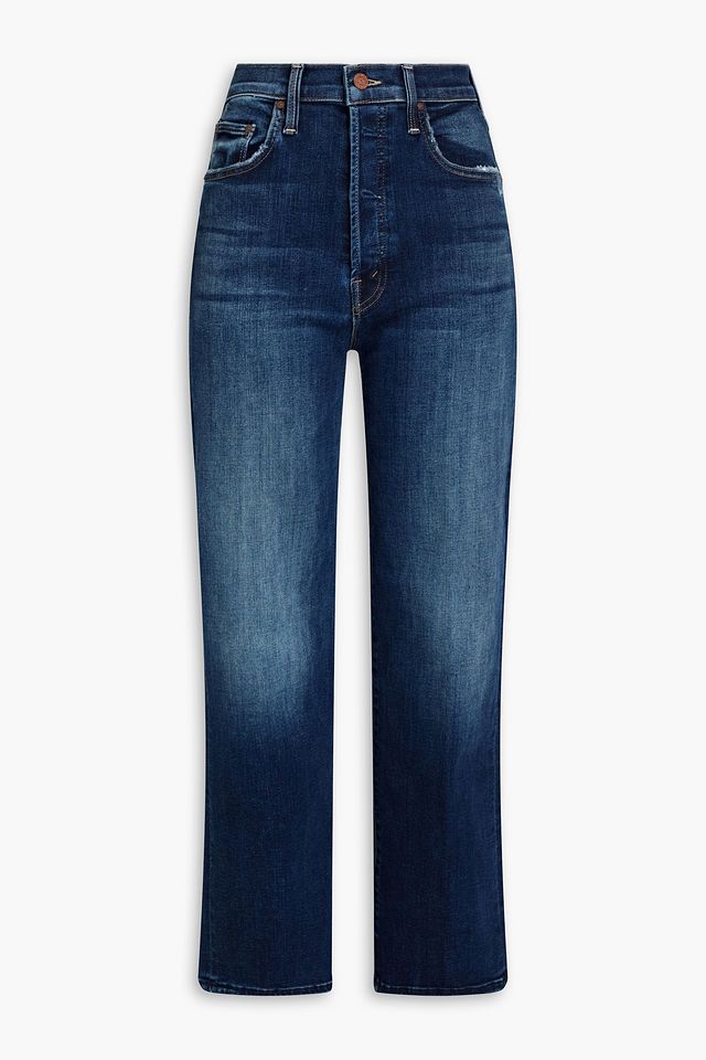 Faded high-rise straight-leg jeans