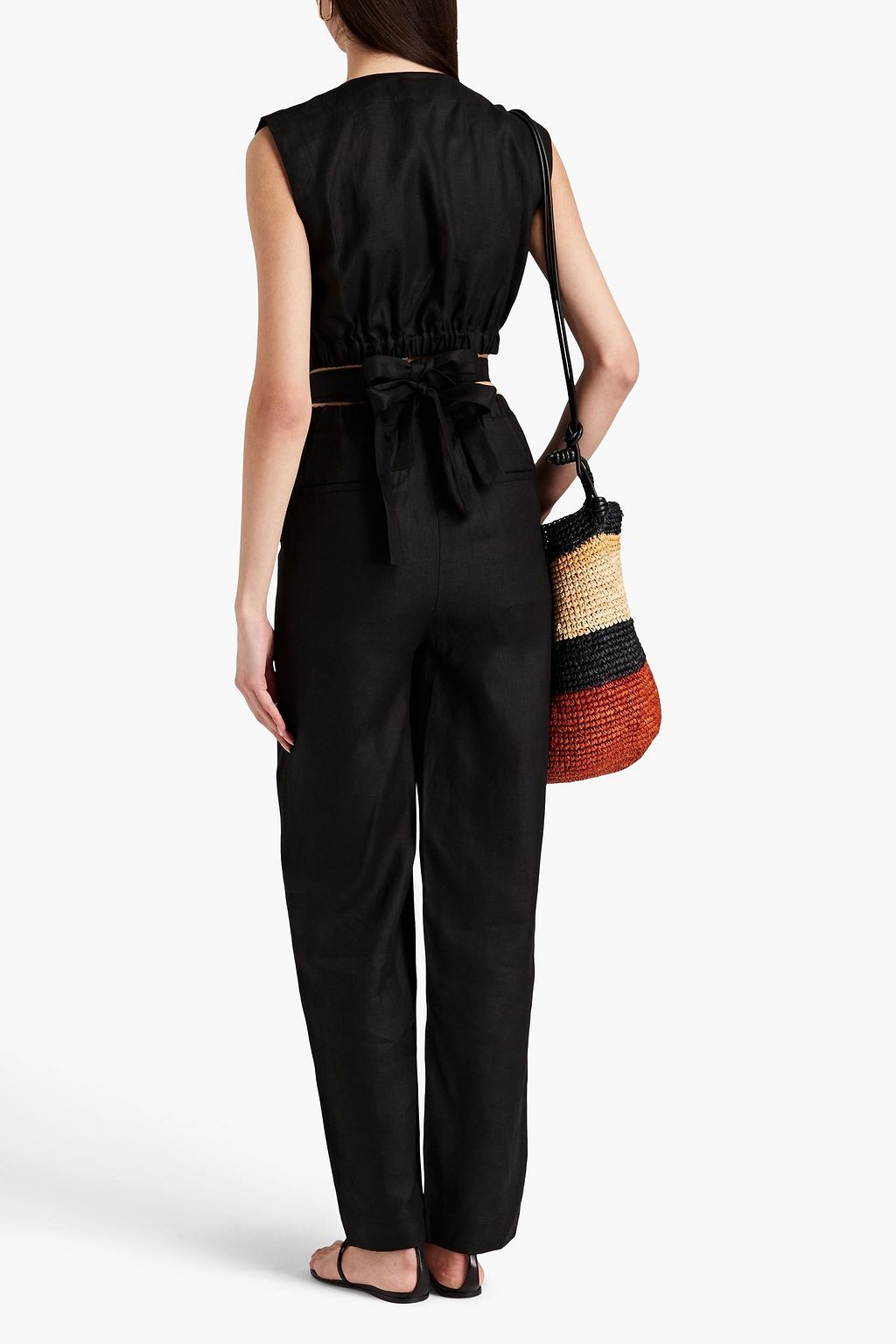 NICHOLAS Tarla linen wrap top