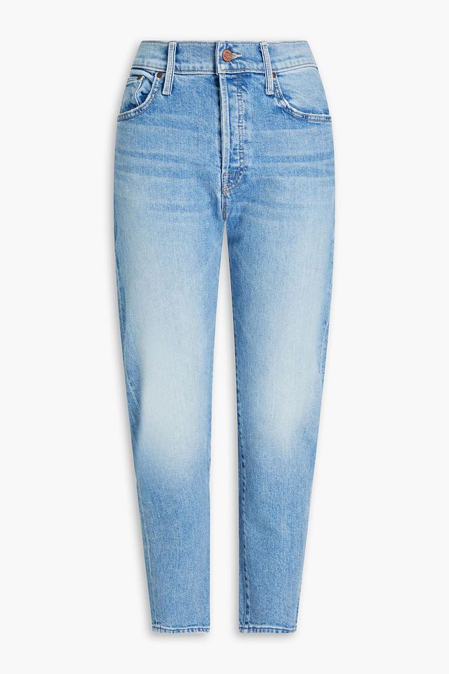 Cropped mid-rise tapered jeans