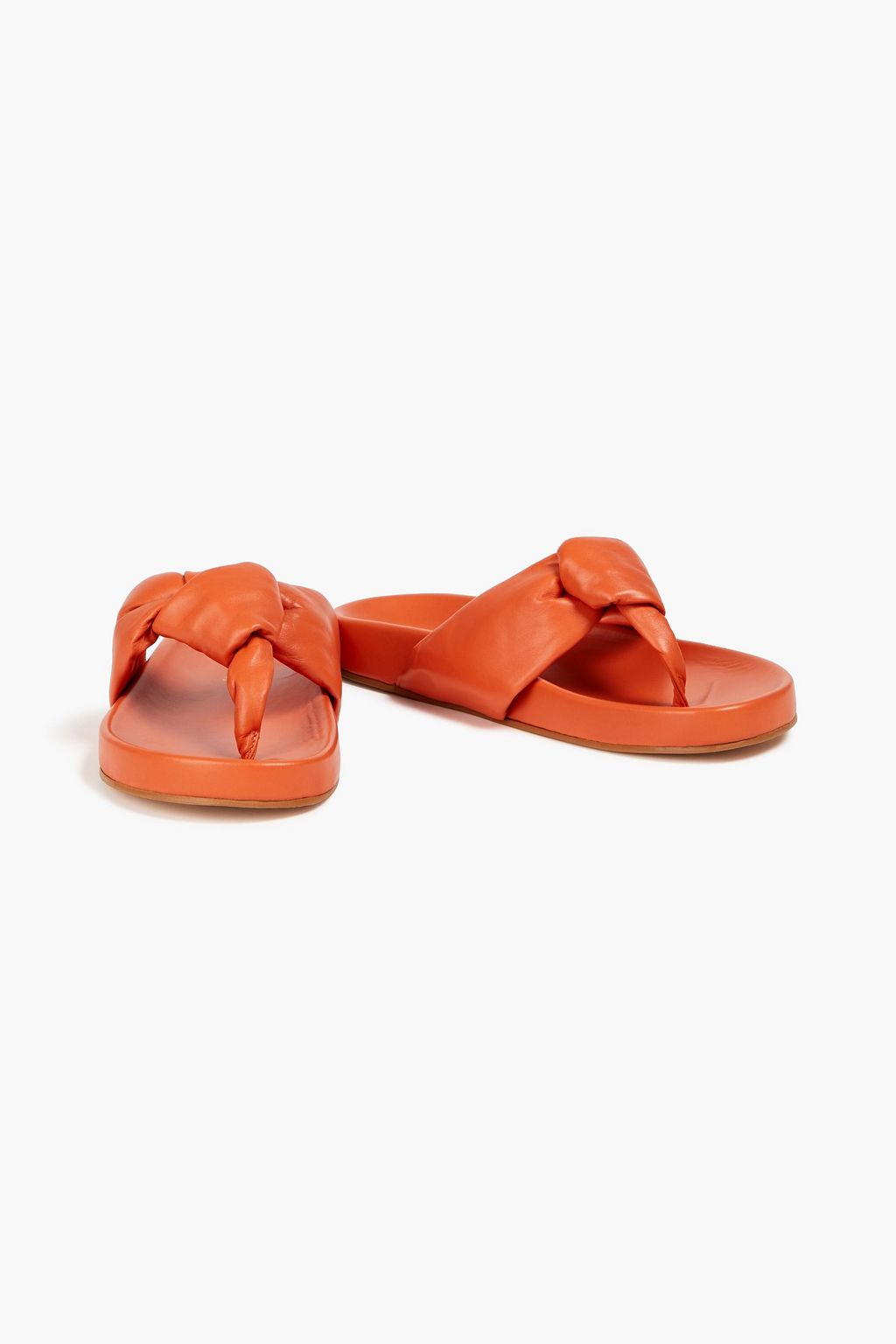 PAULA TORRES Knotted pebbled-leather flip flops