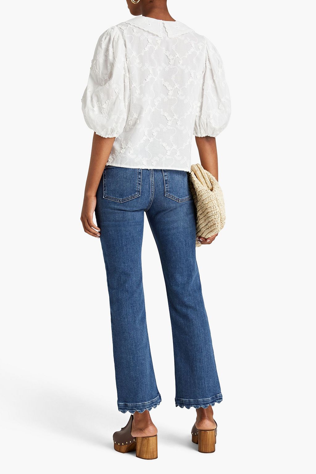 MAJE Scalloped high-rise straight-leg jeans
