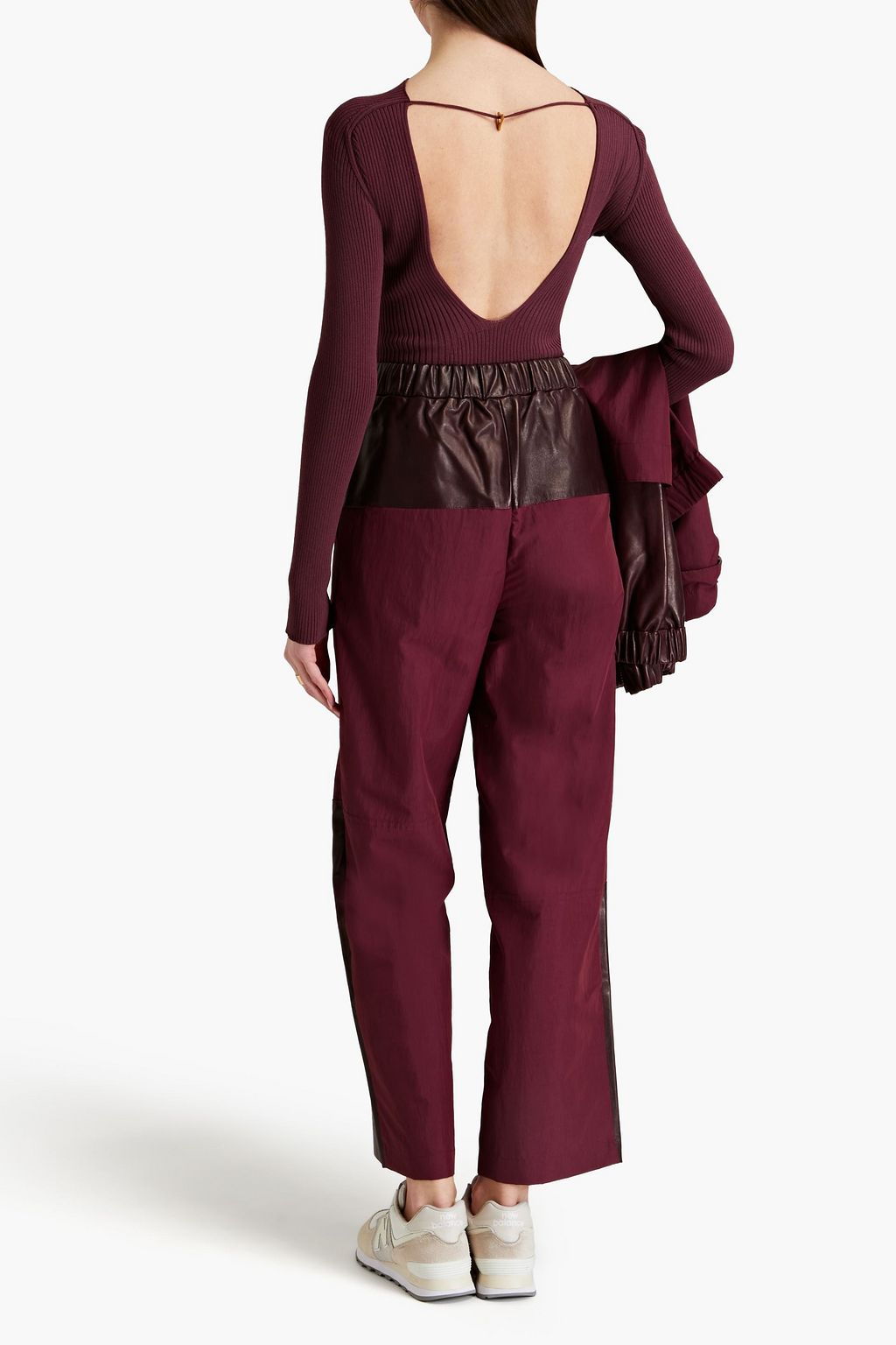 AERON Eliza embellished open-back ribbed-knit top