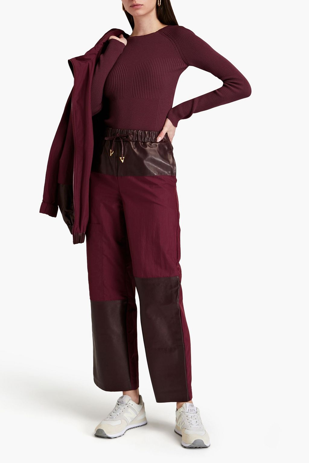 AERON Eliza embellished open-back ribbed-knit top