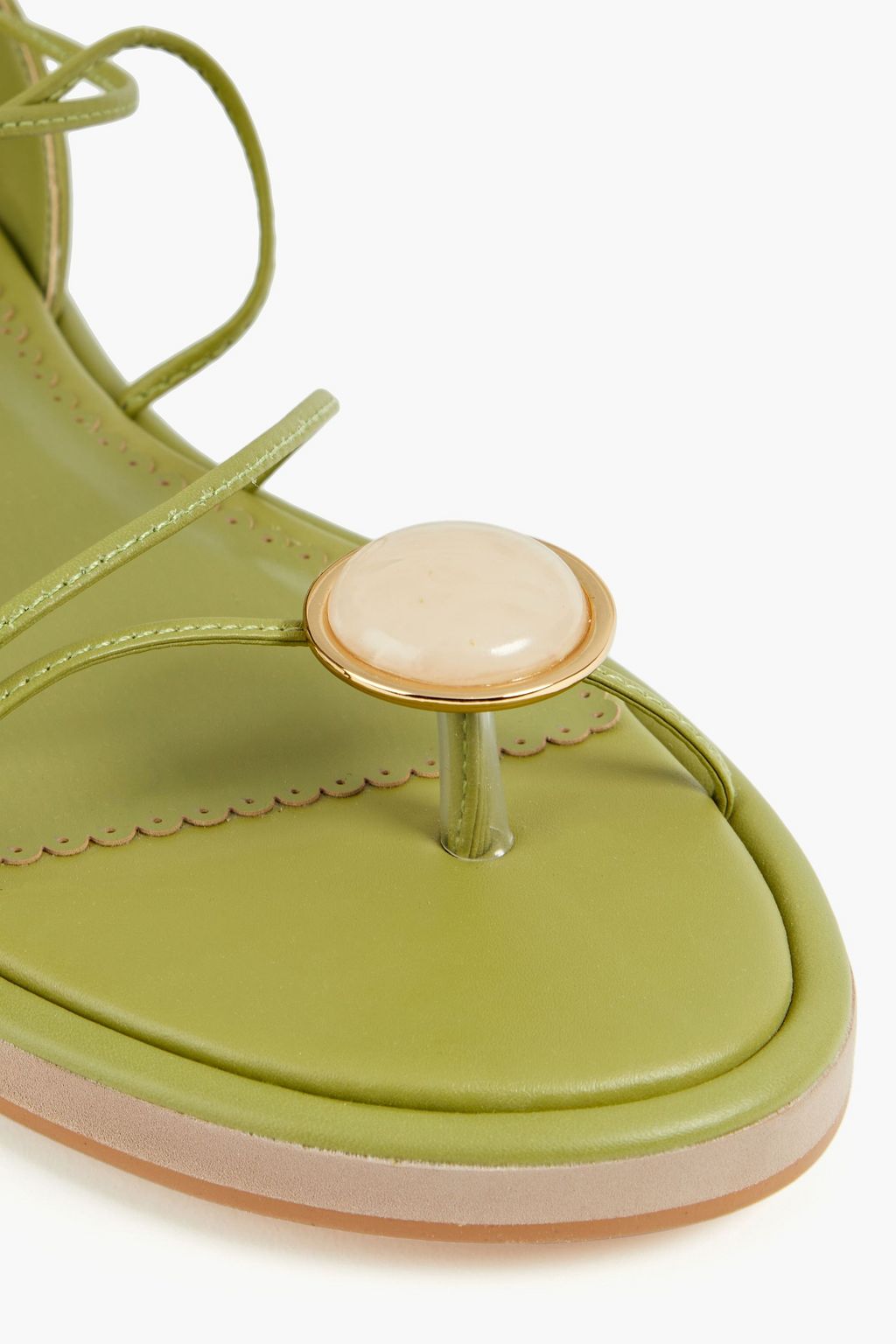 PAULA TORRES Lara lace-up embellished leather sandals