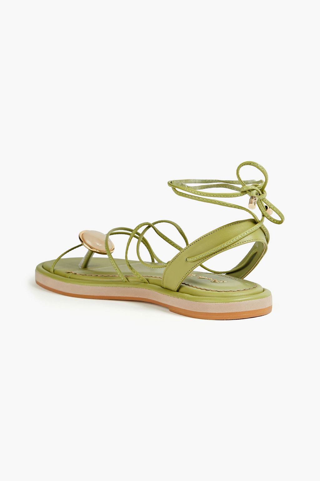 PAULA TORRES Lara lace-up embellished leather sandals