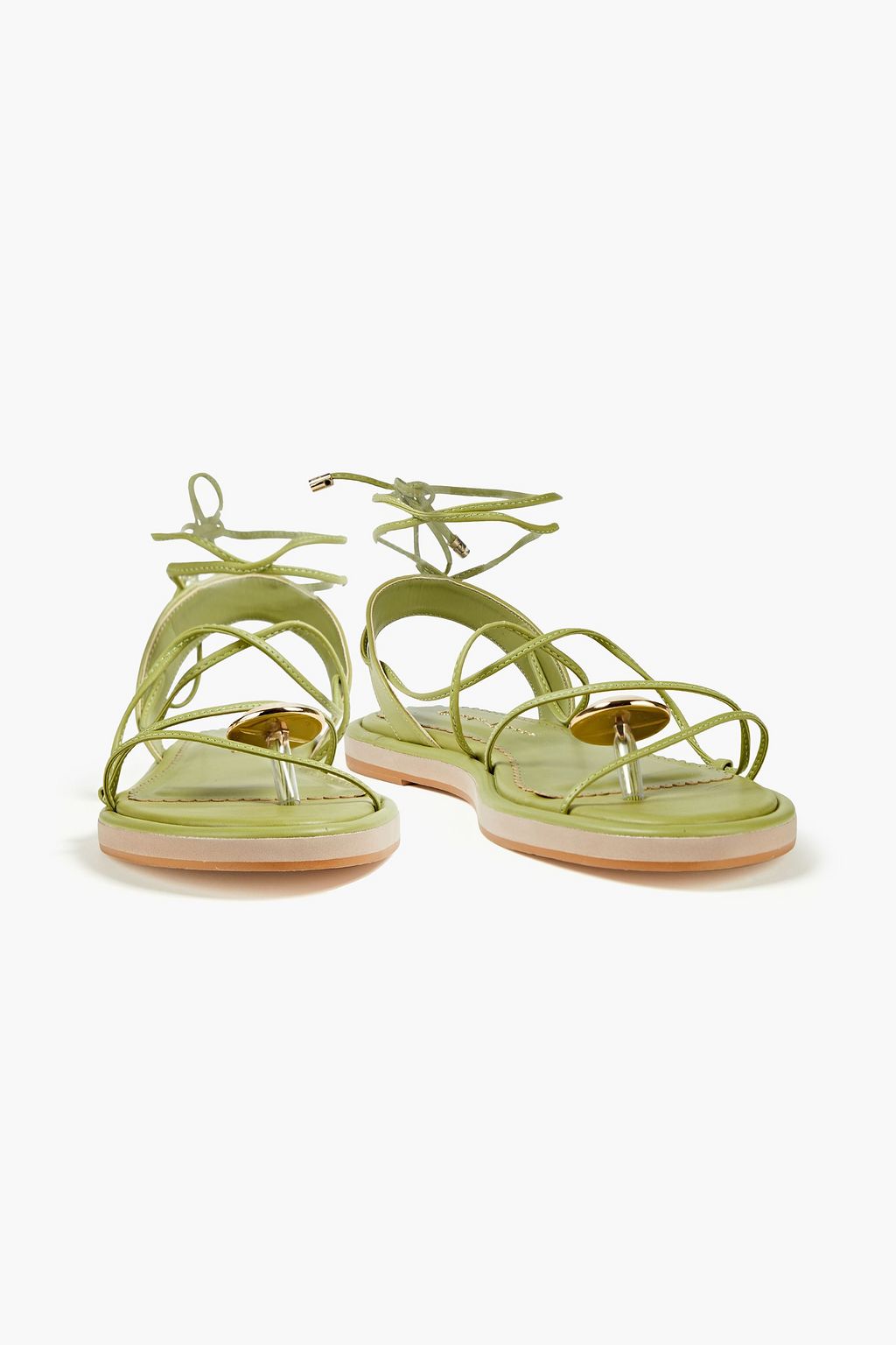 PAULA TORRES Lara lace-up embellished leather sandals