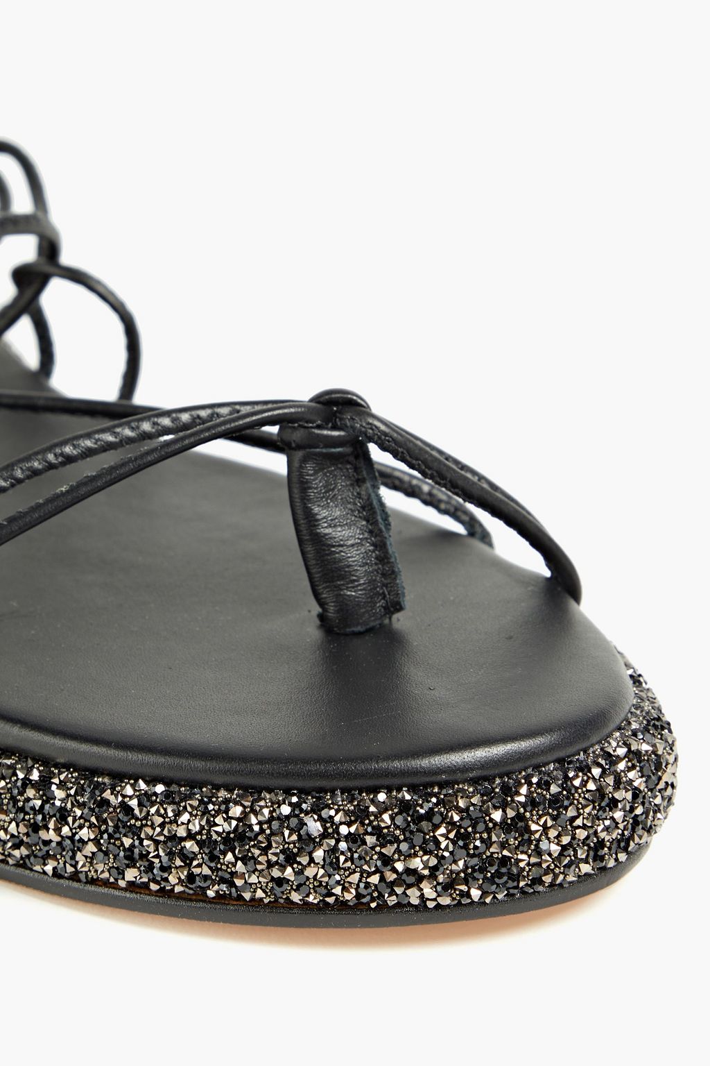 PAULA TORRES Sofia lace-up embellished leather sandals