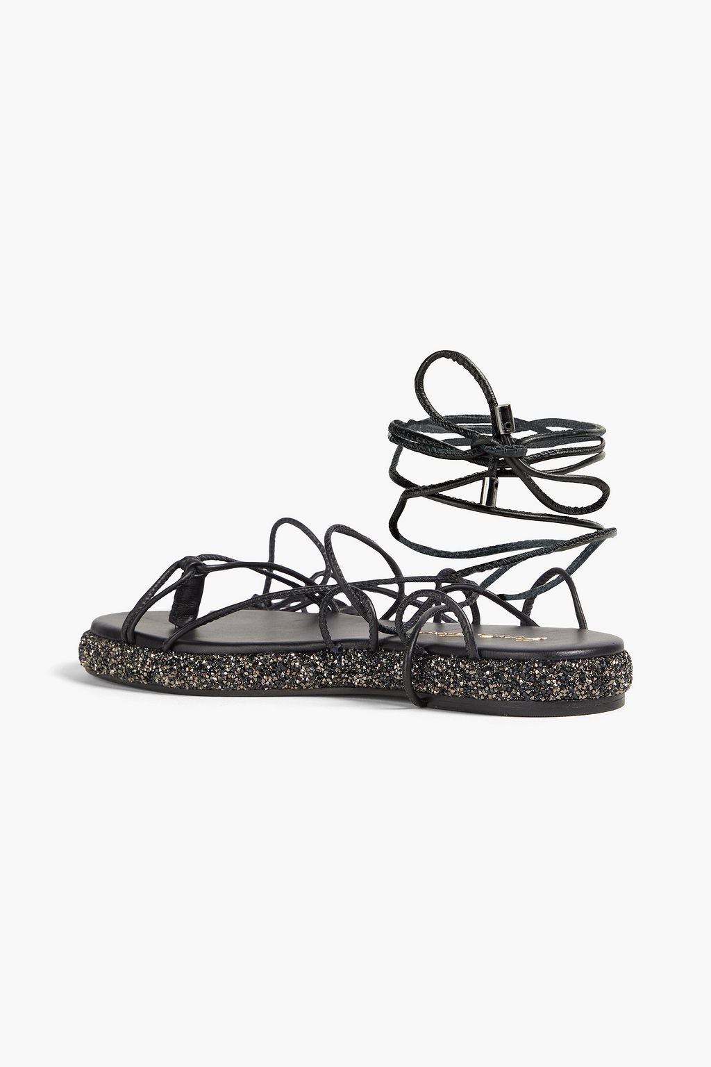PAULA TORRES Sofia lace-up embellished leather sandals