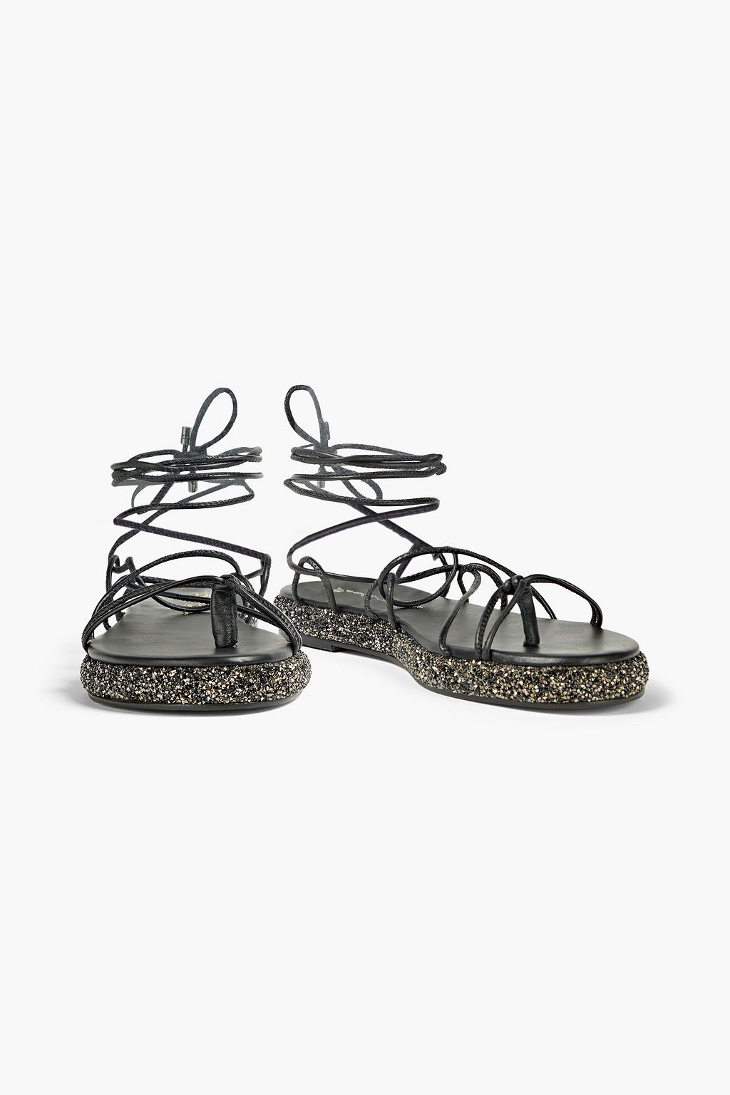 PAULA TORRES Sofia lace-up embellished leather sandals