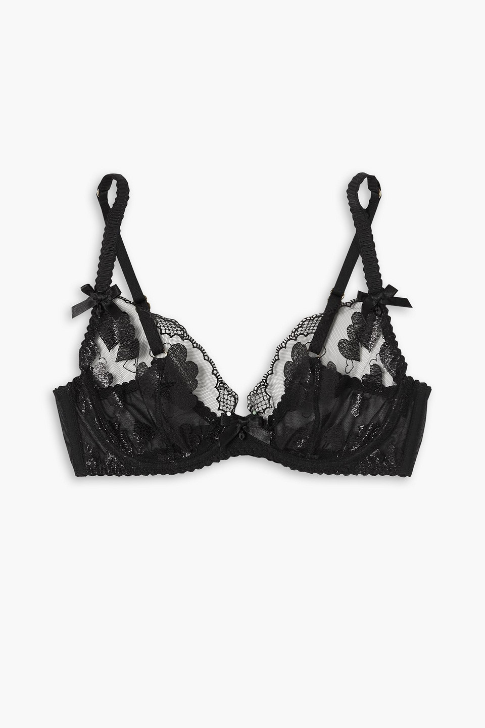 AGENT PROVOCATEUR MILENA EMBELLISHED METALLIC EMBROIDERED TULLE UNDERWIRED SOFT-CUP BRA,3074457345635479630