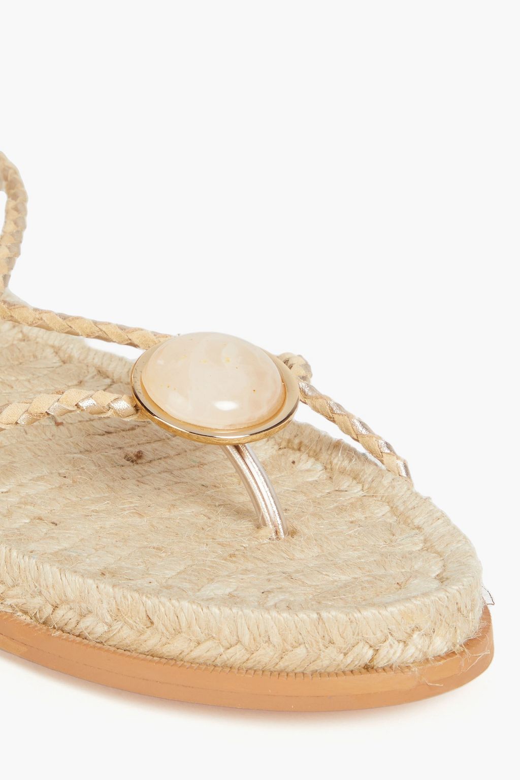 PAULA TORRES Olivia lace-up embellished metallic leather espadrille sandals