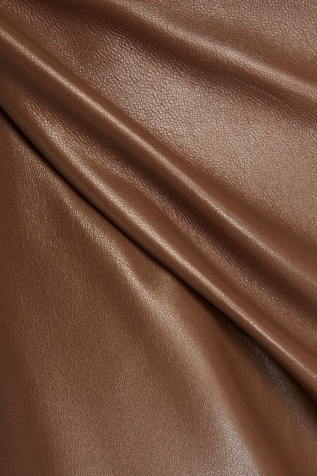 AERON Renfrow organza-trimmed leather midi skirt