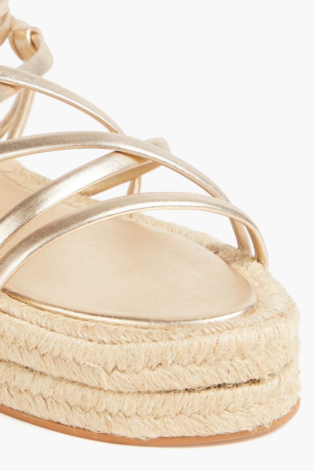 PAULA TORRES Eva lace-up metallic leather espadrille sandals