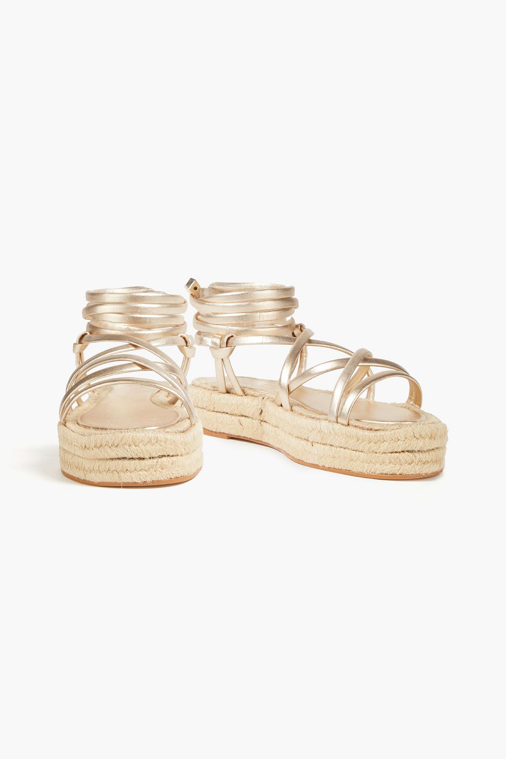 PAULA TORRES Eva lace-up metallic leather espadrille sandals