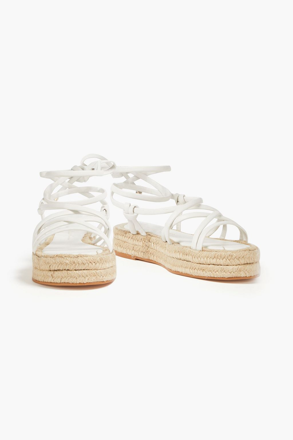 PAULA TORRES Eva lace-up metallic leather espadrille sandals