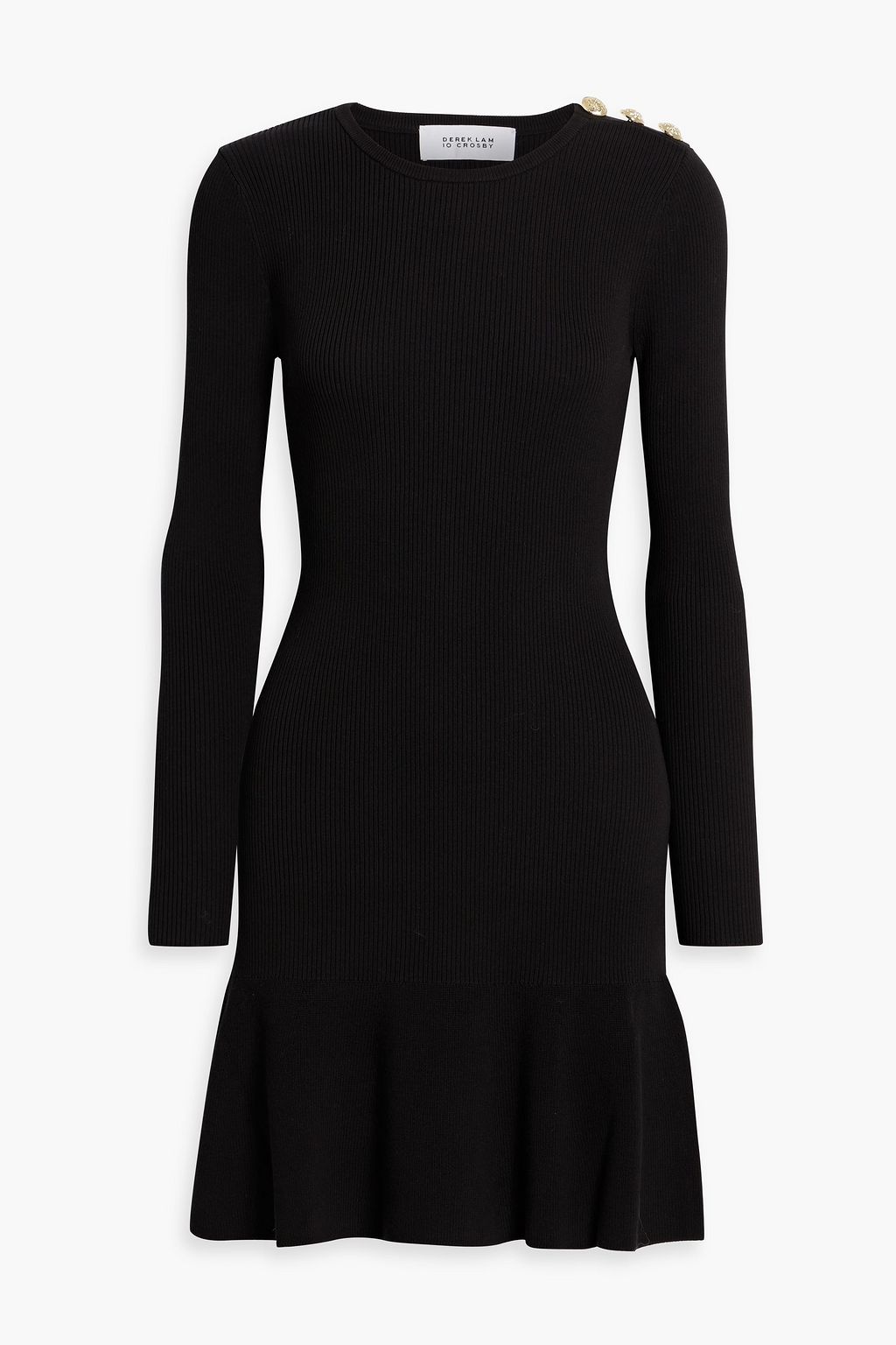 DEREK LAM 10 CROSBY Fluted button-embellished cotton-blend mini dress ...