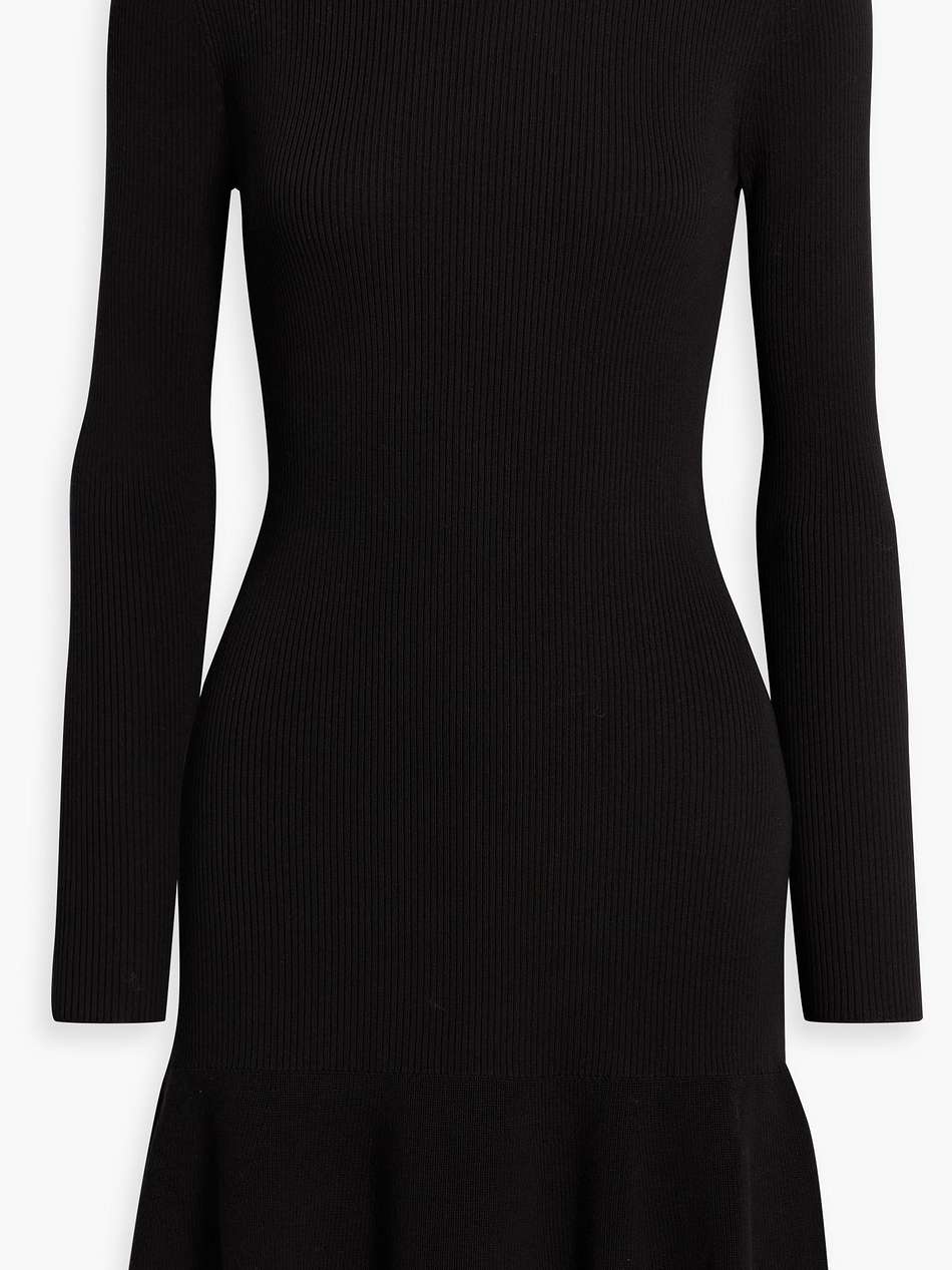 fluted button-embellished cotton-blend mini dress