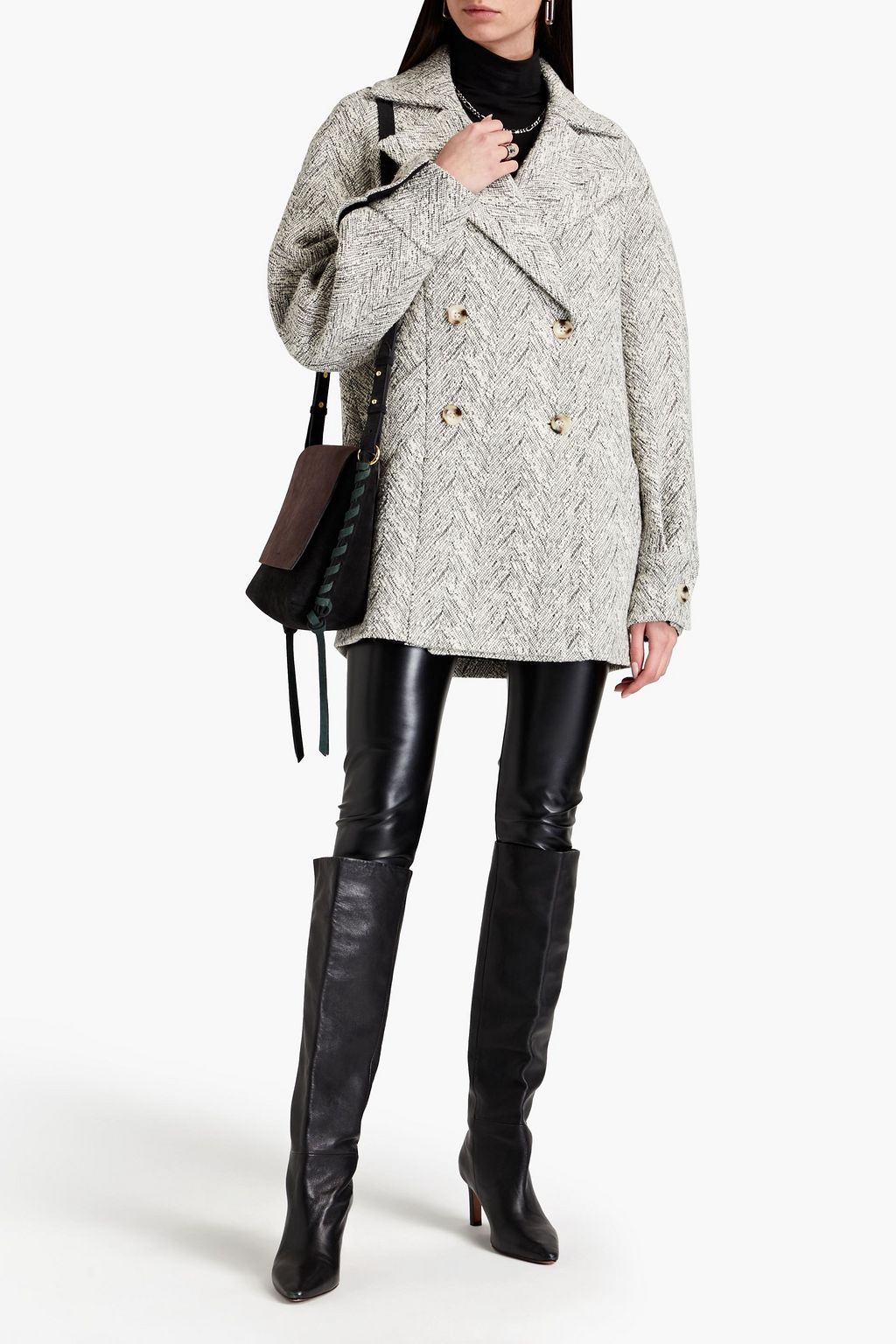 IRO Tilyger Mantel aus Bouclé-Tweed mit Fischgratmuster