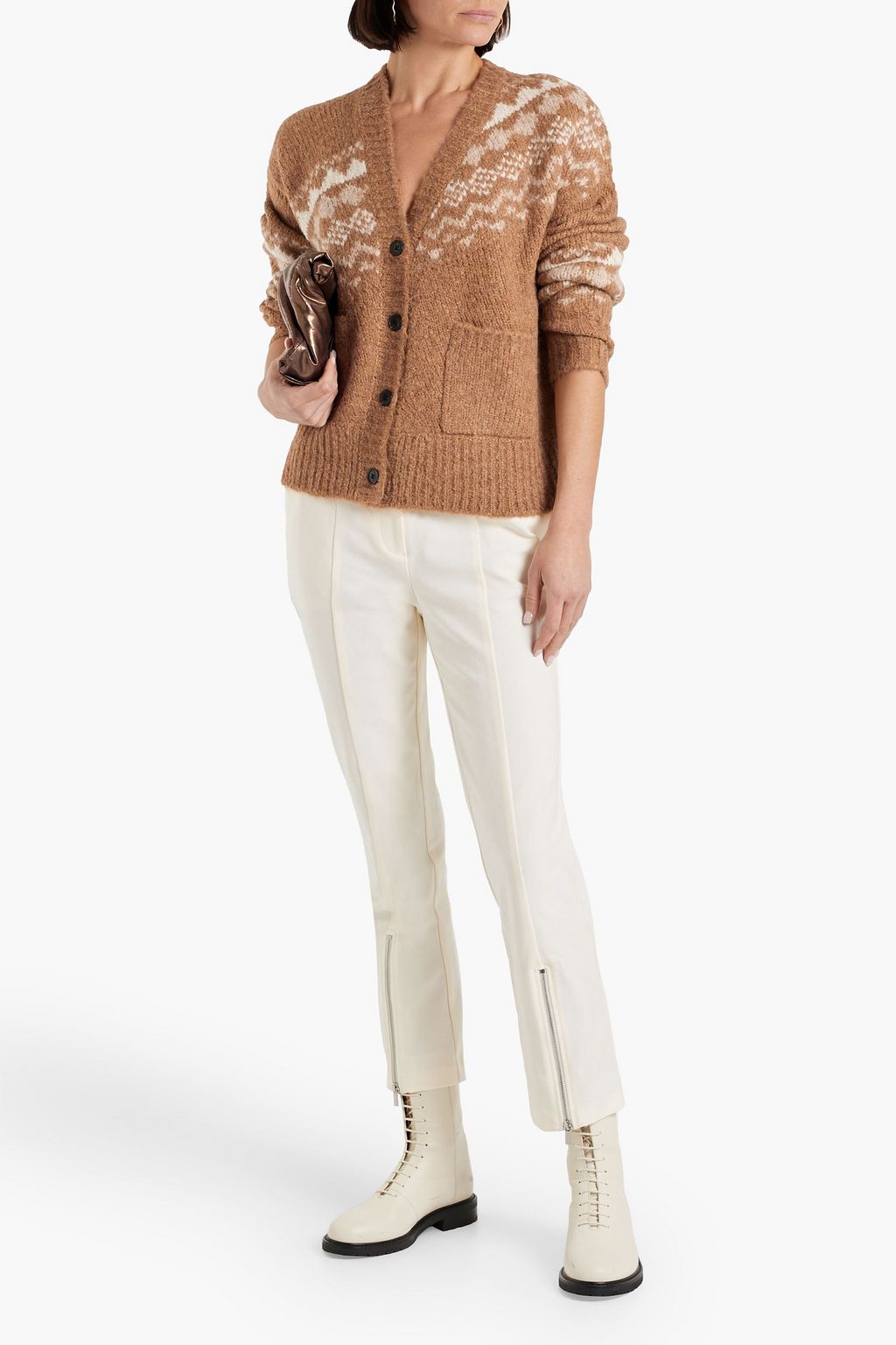 DEREK LAM 10 CROSBY Bette brushed jacquard-knit cardigan