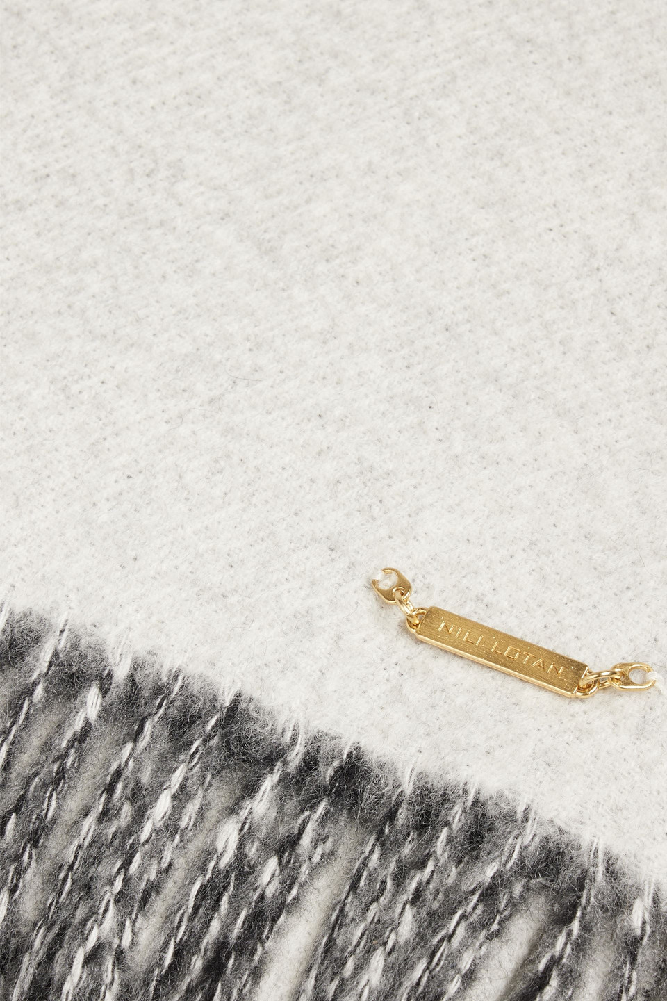 Nili Lotan Aspen Striped Cashmere-felt Blanket In Ivory