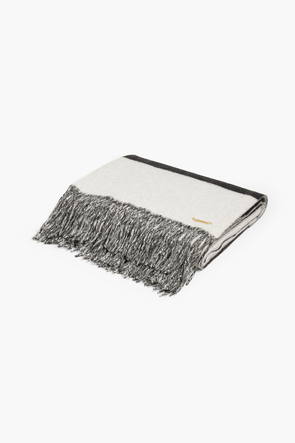 Nili Lotan Aspen Striped Cashmere-felt Blanket In Ivory