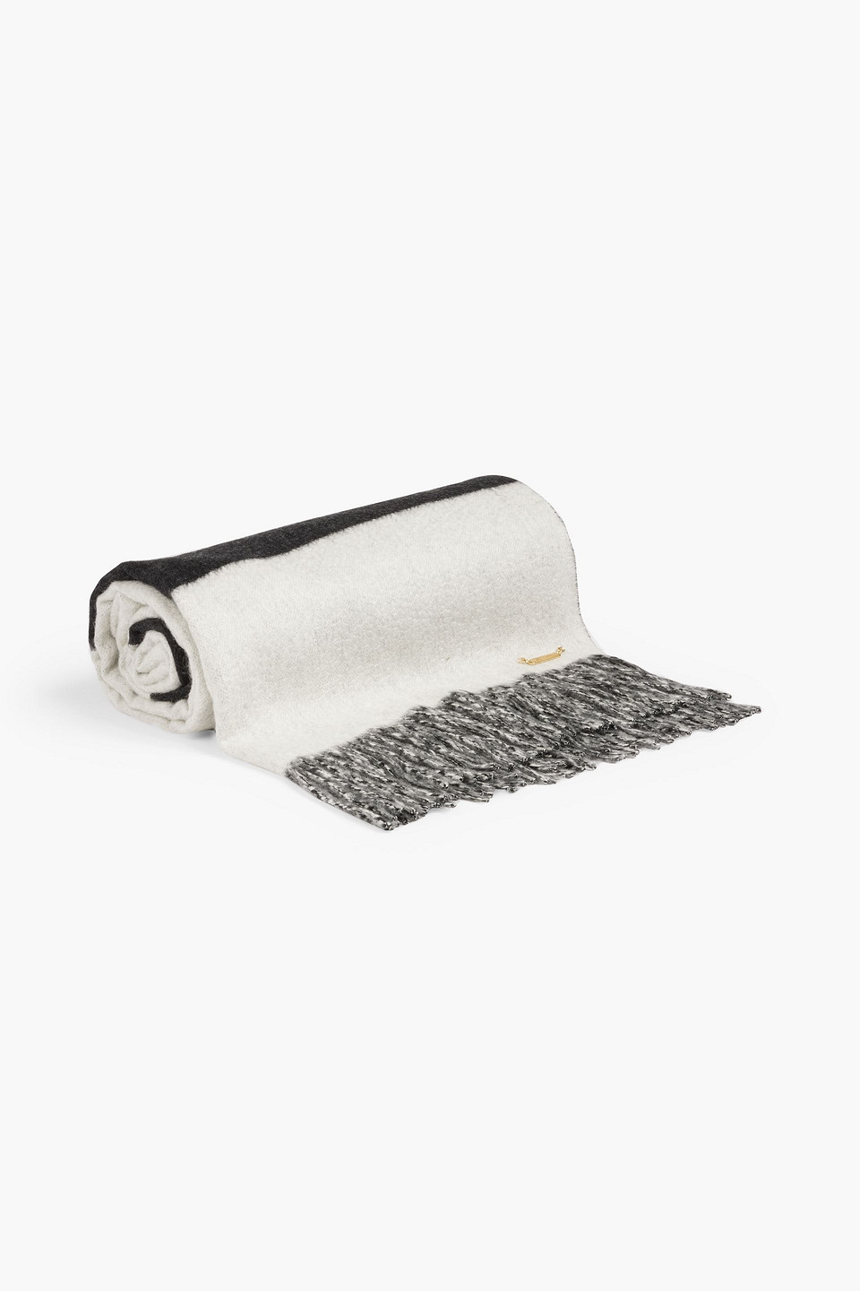 Nili Lotan Aspen Striped Cashmere-felt Blanket In Ivory