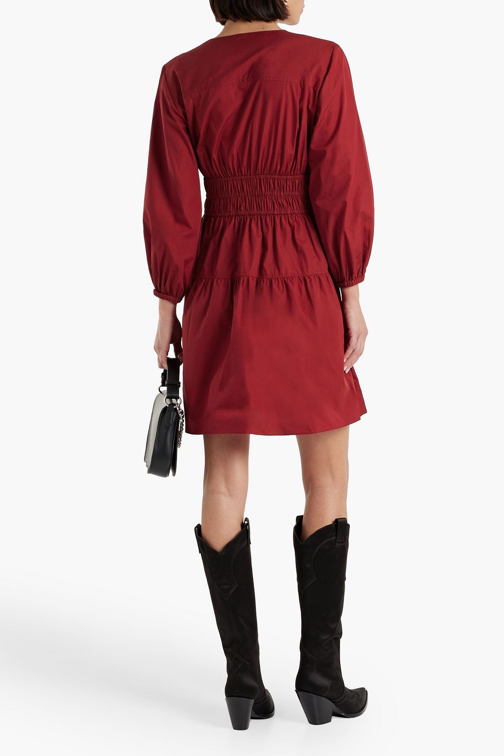 DEREK LAM 10 CROSBY Tiered bow-embellished cotton-poplin mini dress