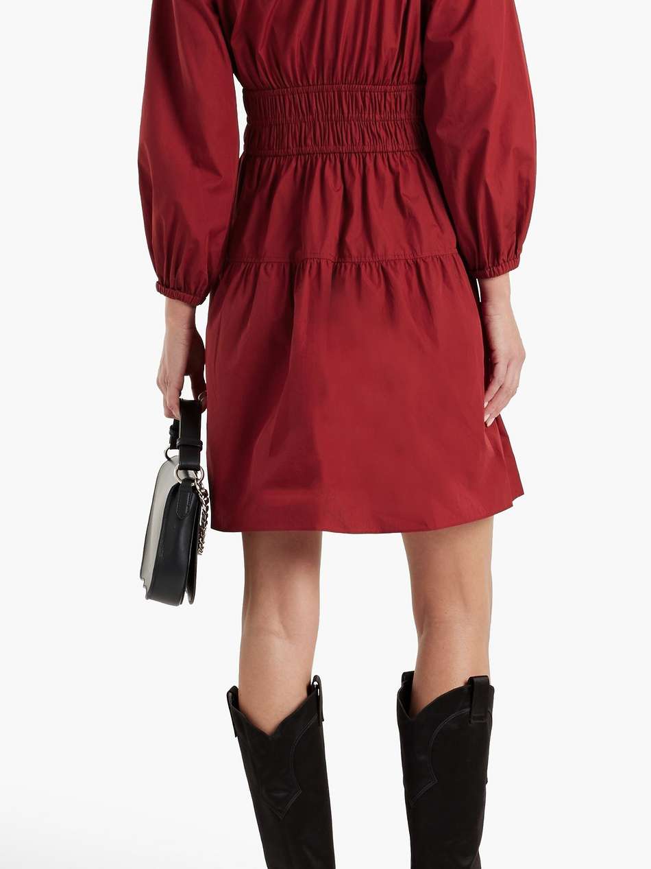 shirred cotton-poplin mini dress