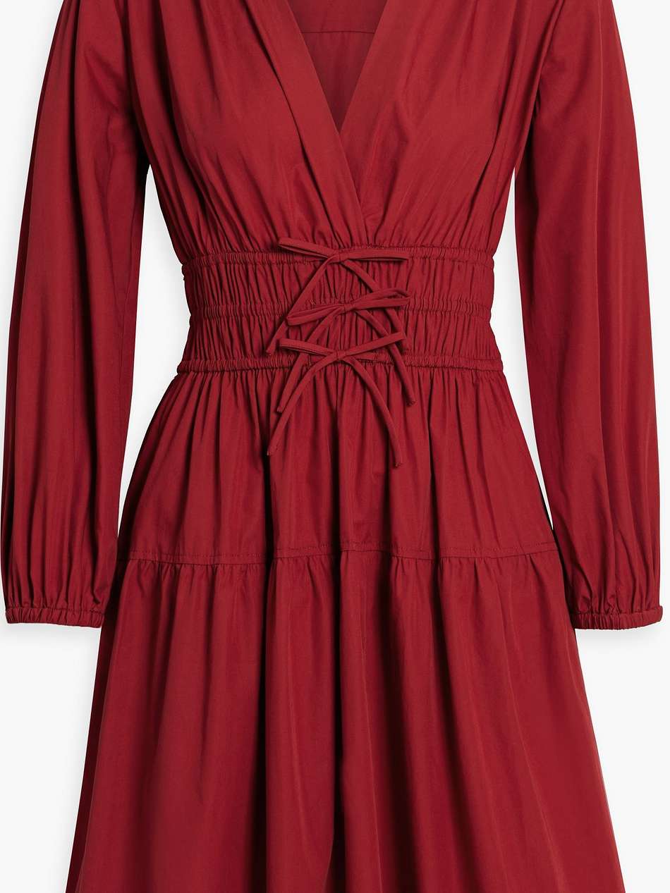 shirred cotton-poplin mini dress