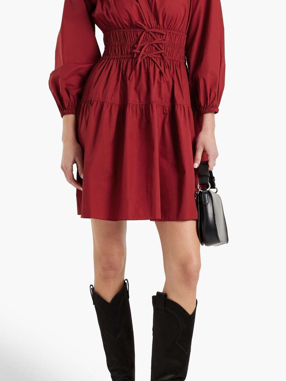 shirred cotton-poplin mini dress