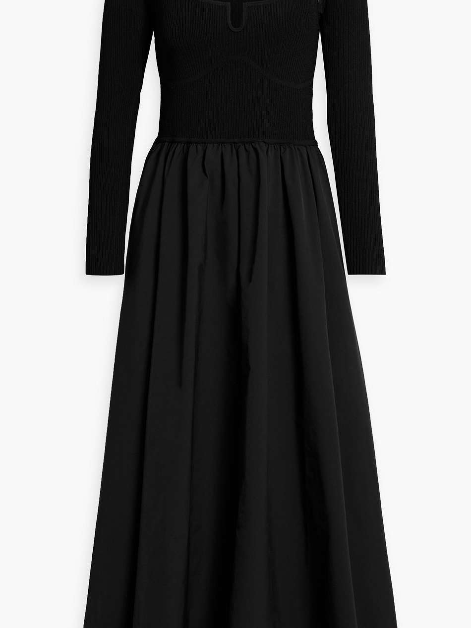 convertible ribbed knit-paneled taffeta midi dress