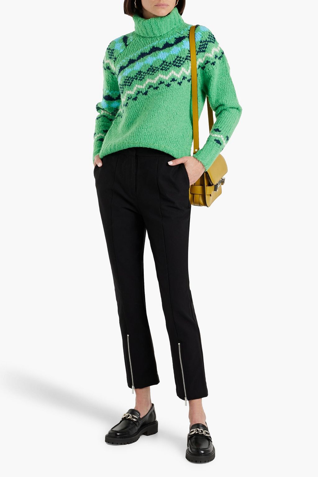 DEREK LAM 10 CROSBY Brushed jacquard-knit turtleneck sweater