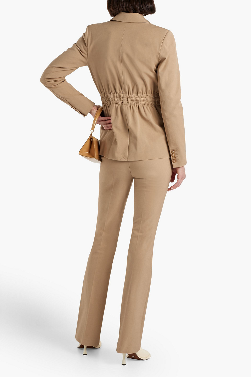 Shop Derek Lam 10 Crosby Arwen Cotton-blend Blazer In Sand