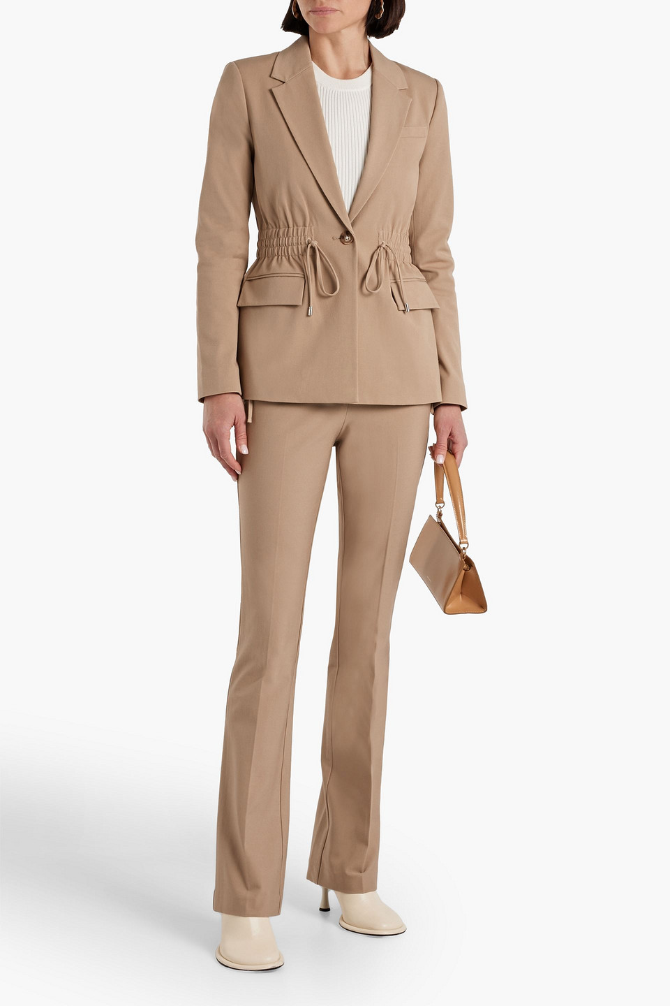 Shop Derek Lam 10 Crosby Arwen Cotton-blend Blazer In Sand