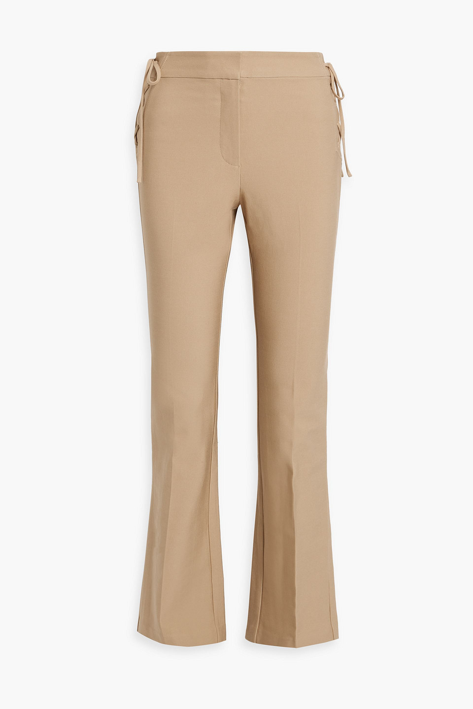 Shop Derek Lam 10 Crosby Curtis Lace-up Cotton-blend Bootcut Pants In Sand