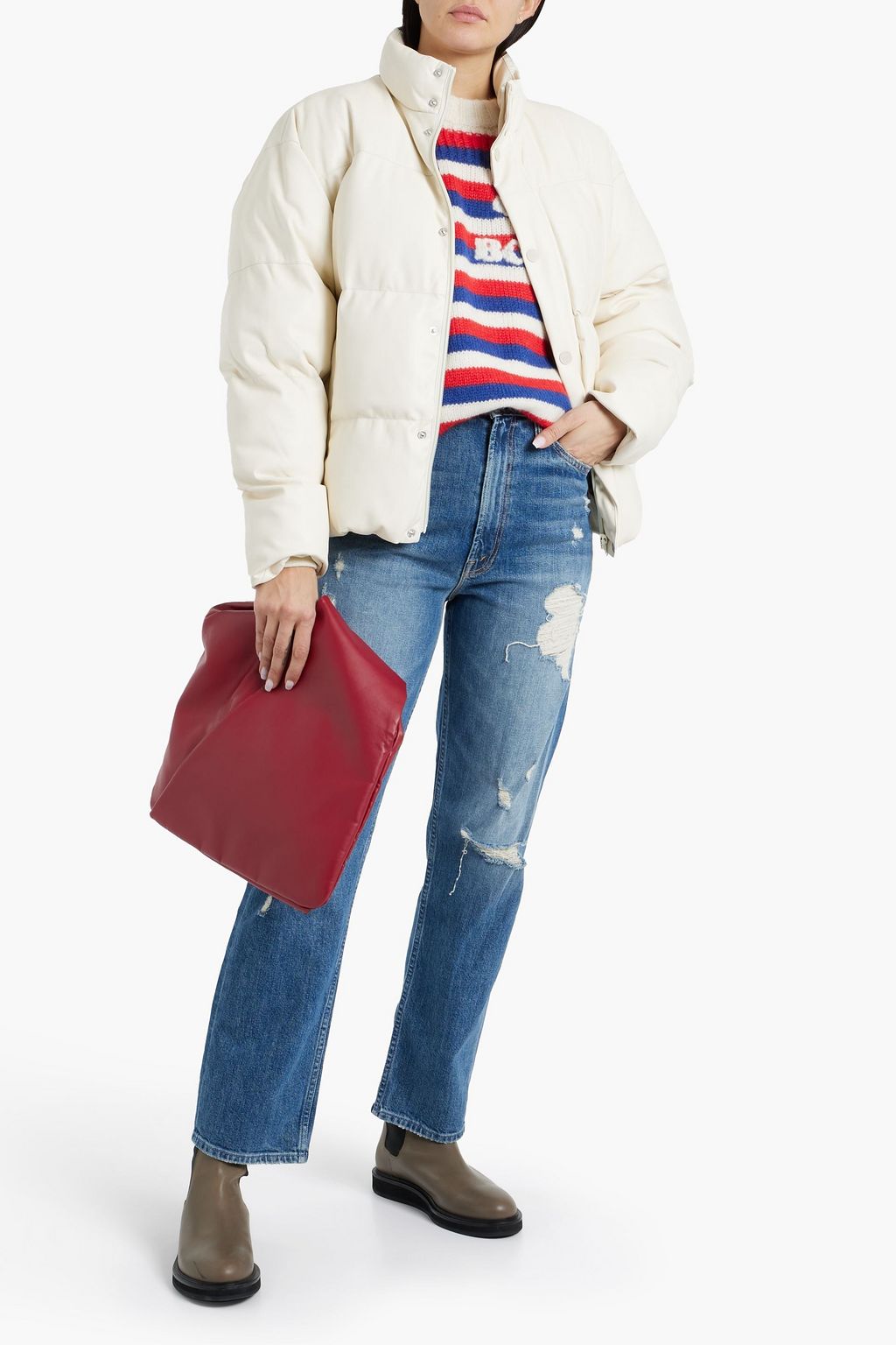 MOTHER Drop Pillow Talk quilted padded faux pebbled-leather jacket