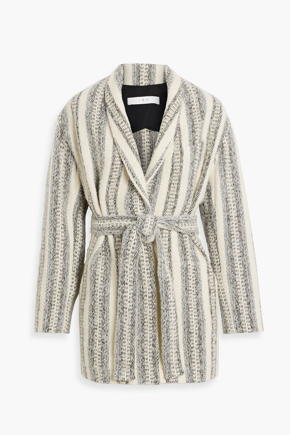 Shop Iro Kiraz Striped Brushed Tweed Coat In Ecru