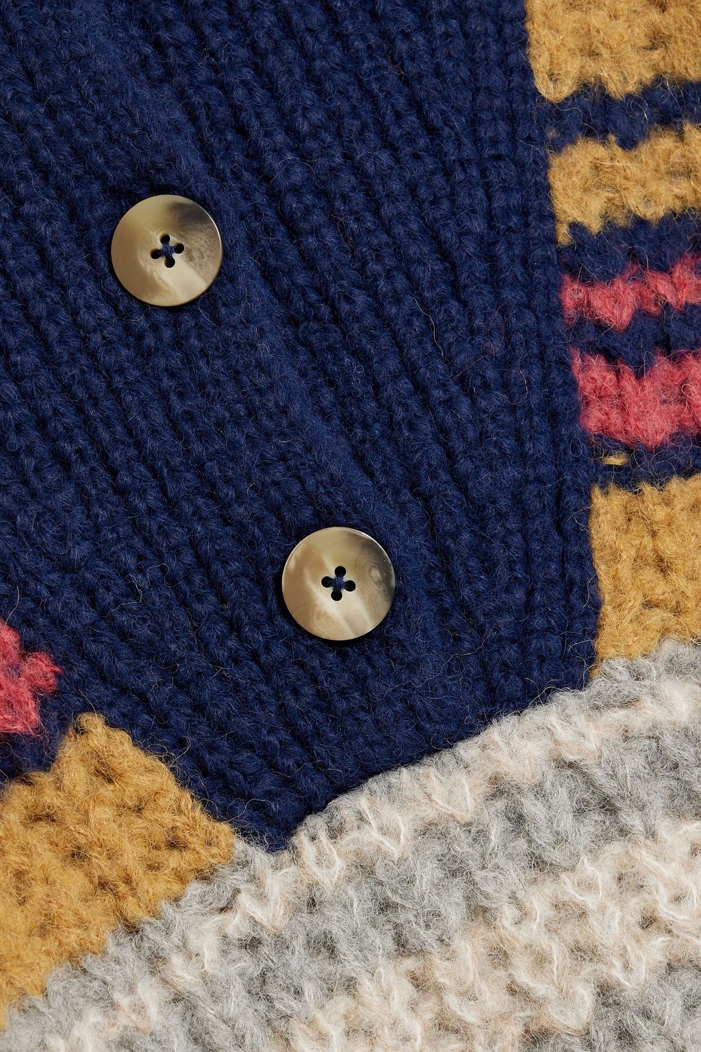 MOTHER The Buttoned Collar striped wool-blend sweater